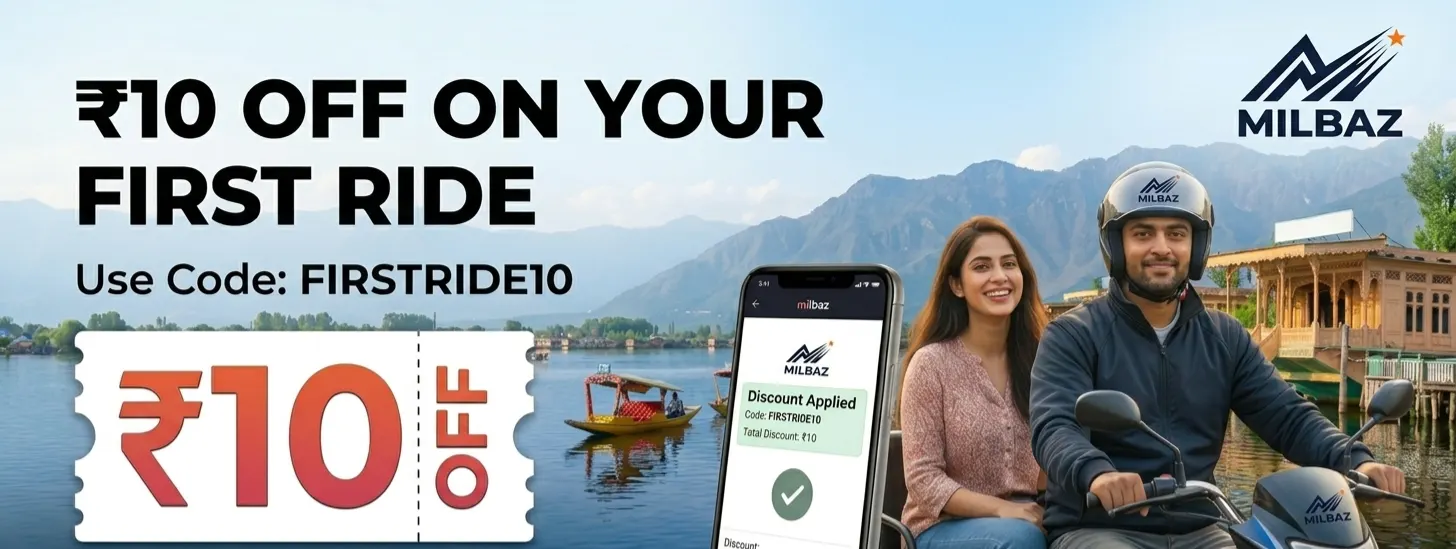  Get ₹10 Off on Your First Ride with Milbaz